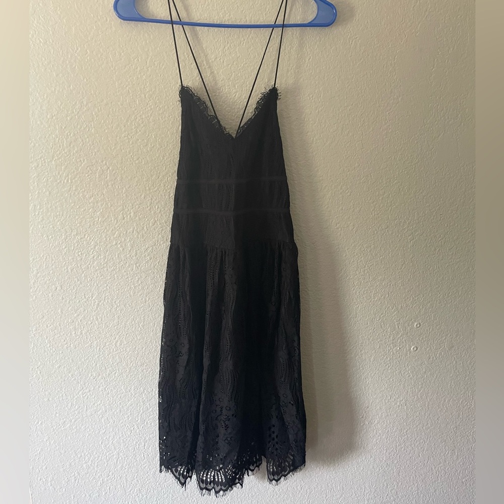 Black lace, low back dress